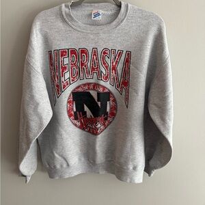 Jerzees Nebraska Huskers Gray Crewneck Sweater